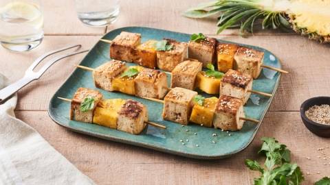 Brochettes d'ananas et tofu