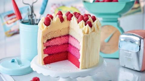 Pink rainbow cake à la framboise