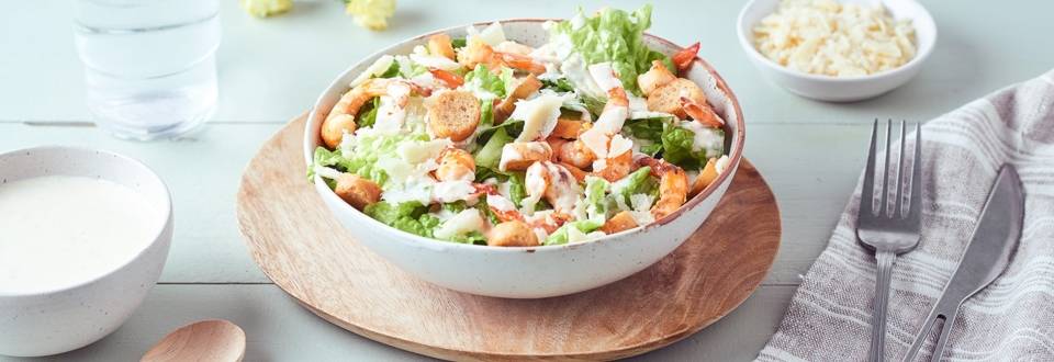 Salade Caesar aux crevettes grillées