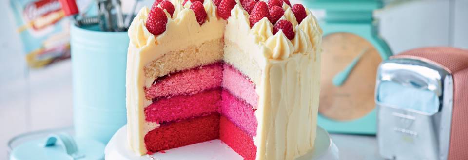 Pink rainbow cake à la framboise