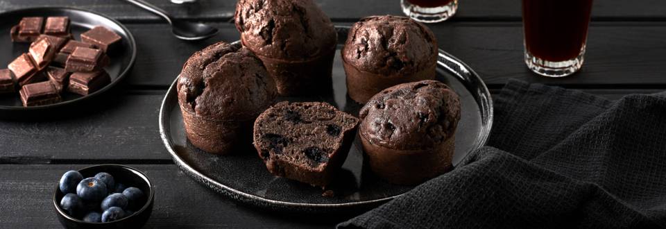 Muffins chocolat noir et myrtilles